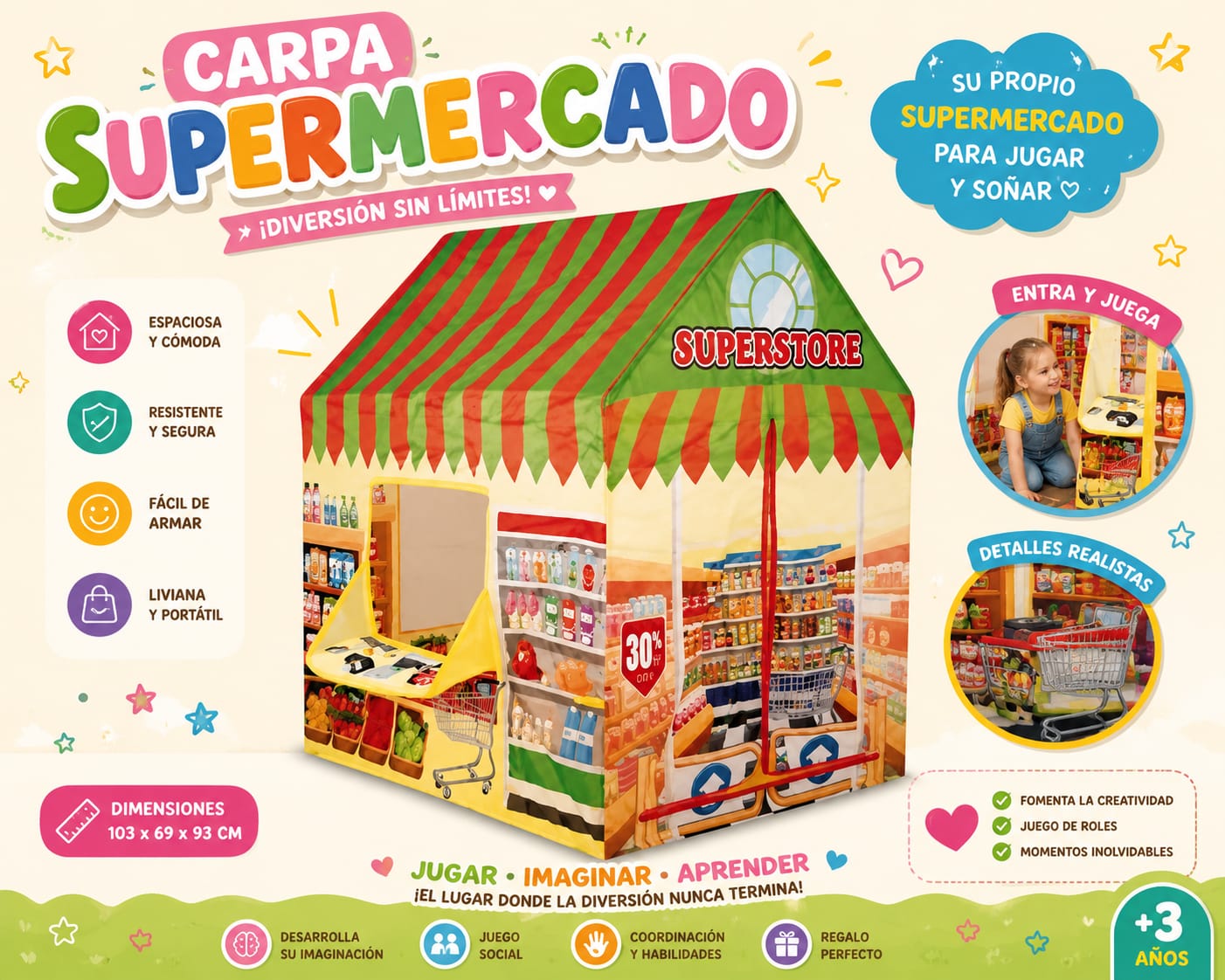 Carpa infantil para niños tiendita